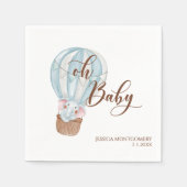 Oh Baby Elephant in Hot Air Balloon Baby Shower スタンダードカクテルナプキン (正面)