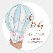 Oh Baby Elephant in Hot Air Balloon Stickers ラウンドシール (正面)