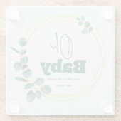 Oh Baby Eucalyptus Leaves Baby Shower ガラスコースター (裏面)