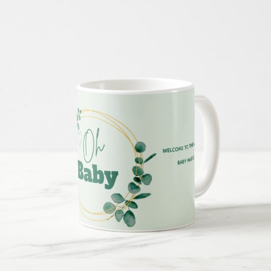 Oh Baby Eucalyptus Leaves Baby Shower コーヒーマグカップ (正面右)