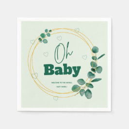 Oh Baby Eucalyptus Leaves Baby Shower スタンダードカクテルナプキン
