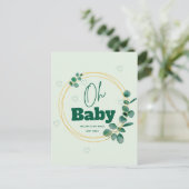Oh Baby Eucalyptus Leaves  Baby Shower ポストカード (スタンド正面)