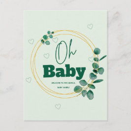 Oh Baby Eucalyptus Leaves  Baby Shower ポストカード