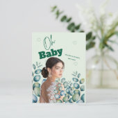 Oh Baby Eucalyptus Leaves  Baby Shower ポストカード (スタンド正面)