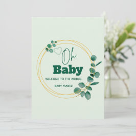 Oh Baby Eucalyptus Leaves  Baby Shower 招待状