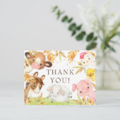 Oh Baby Farm Animals Baby Shower Thank You  ポストカード (スタンド正面)