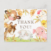 Oh Baby Farm Animals Baby Shower Thank You  ポストカード (正面)