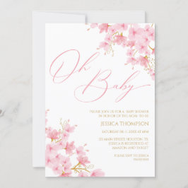 Oh Baby Floral Baby Shower Cherry Blossom 招待状