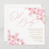 Oh Baby Floral Baby Shower Cherry Blossom 招待状 (正面/裏面)