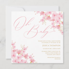 Oh Baby Floral Baby Shower Cherry Blossom 招待状