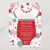 Oh Baby Girl, ベビーシャワーの招待状, 擬似グリッター 招待状 (正面/裏面)