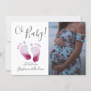 Oh Baby Girl Baby Shower写真招待状 招待状