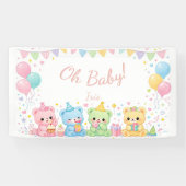 Oh Baby Girl Cute Bunny Pastel Baby Shower 横断幕 (横)