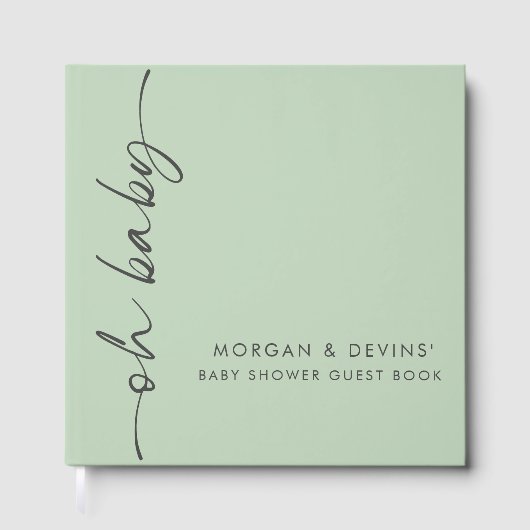 Oh Baby Green Baby Shower Guest Book ゲストブック (正面)