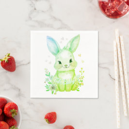 Oh Baby, Green Bunny Pastel Shower Party スタンダードカクテルナプキン