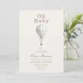 Oh Baby Hot Air Balloon Blue Boy Baby Shower 招待状 (スタンド正面)