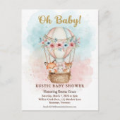 Oh Baby Hot Air Balloon Floral Invitation ポストカード (正面)