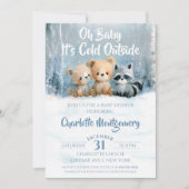 Oh Baby its cold outside Blue Baby Shower 招待状 (正面)