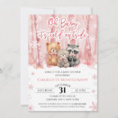 Oh Baby its cold outside Pink Baby Shower 招待状 (正面)