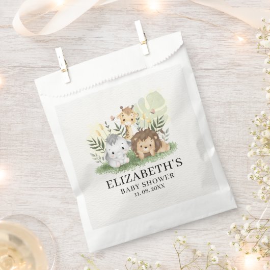 Oh Baby Jungle Animals Baby Shower フェイバーバッグ (クリップ留めされた状態)