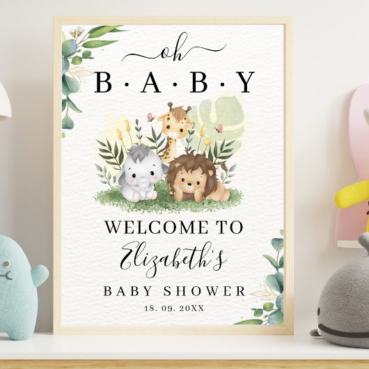 Oh Baby Jungle Baby Shower Boy ポスター