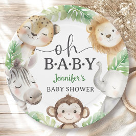 Oh Baby Jungle Baby Shower Safari Animals  ペーパープレート
