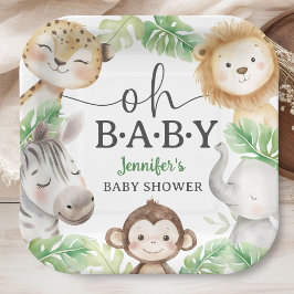 Oh Baby Jungle Baby Shower Safari Animals  ペーパープレート