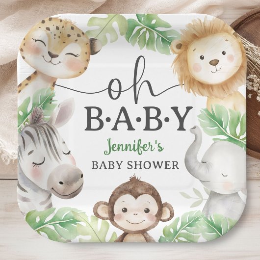 Oh Baby Jungle Baby Shower Safari Animals  ペーパープレート