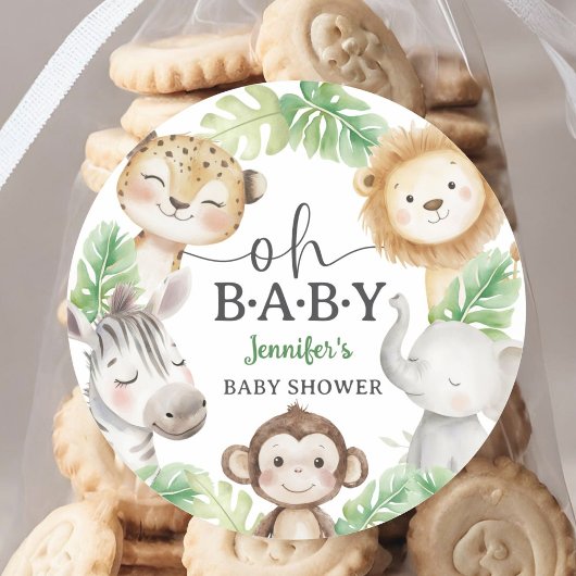 Oh Baby Jungle Baby Shower Safari Animals ラウンドシール
