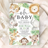 Oh Baby Jungle Baby Shower Safari Animals 招待状