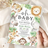 Oh Baby Jungle Baby Shower Safari Animals 招待状