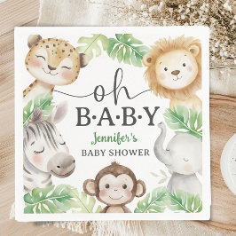 Oh Baby Jungle Baby Shower Safari Animals Paper スタンダードカクテルナプキン