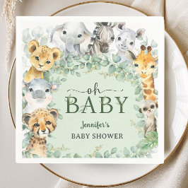 Oh Baby Jungle Safari Animals Baby Shower スタンダードカクテルナプキン