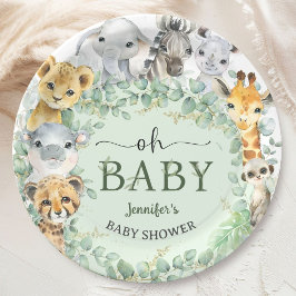 Oh Baby Jungle Safari Animals Baby Shower ペーパープレート
