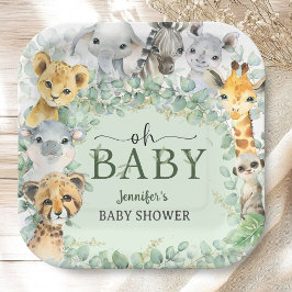 Oh Baby Jungle Safari Animals Baby Shower ペーパープレート