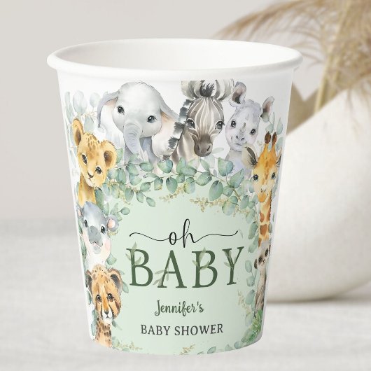 Oh Baby Jungle Safari Animals Baby Shower 紙コップ