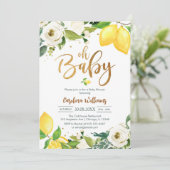 Oh Baby Lemon Floral Baby Shower Invitation 招待状 (スタンド正面)