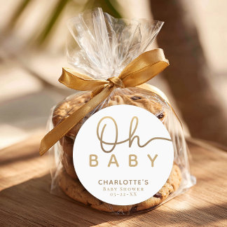 Oh Baby Little Pearl Ocean Baby Shower Favor  ラウンドシール