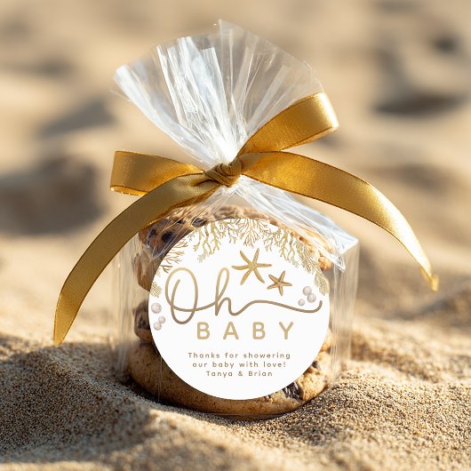 Oh Baby Little Pearl Ocean Baby Shower Thank You  ラウンドシール