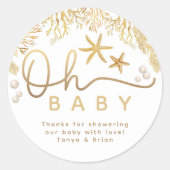 Oh Baby Little Pearl Ocean Baby Shower Thank You  ラウンドシール (正面)