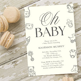 Oh Baby Minimal Gender Neutral Baby Shower 招待状