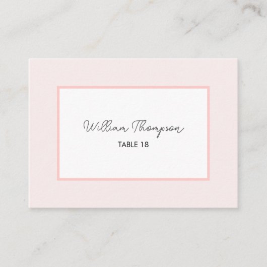 Oh Baby Minimal Pink Script Baby Shower Place Card プレイスカード (正面)