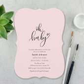 Oh Baby! Minimal Typography Pink Baby Shower 招待状