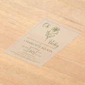 Oh Baby Minimalist Wildflower Baby Shower アクリル招待状 (レイダウン)