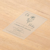 Oh Baby Minimalist Wildflower Baby Shower アクリル招待状 (レイダウン)