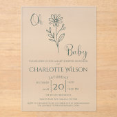 Oh Baby Minimalist Wildflower Baby Shower アクリル招待状 (正面)