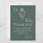 Oh Baby Minimalist Wildflower Baby Shower サンキューカード (正面)