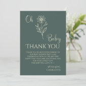 Oh Baby Minimalist Wildflower Baby Shower サンキューカード (スタンド正面)
