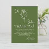 Oh Baby Minimalist Wildflower Baby Shower サンキューカード (スタンド正面)