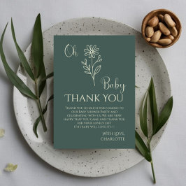Oh Baby Minimalist Wildflower Baby Shower サンキューカード